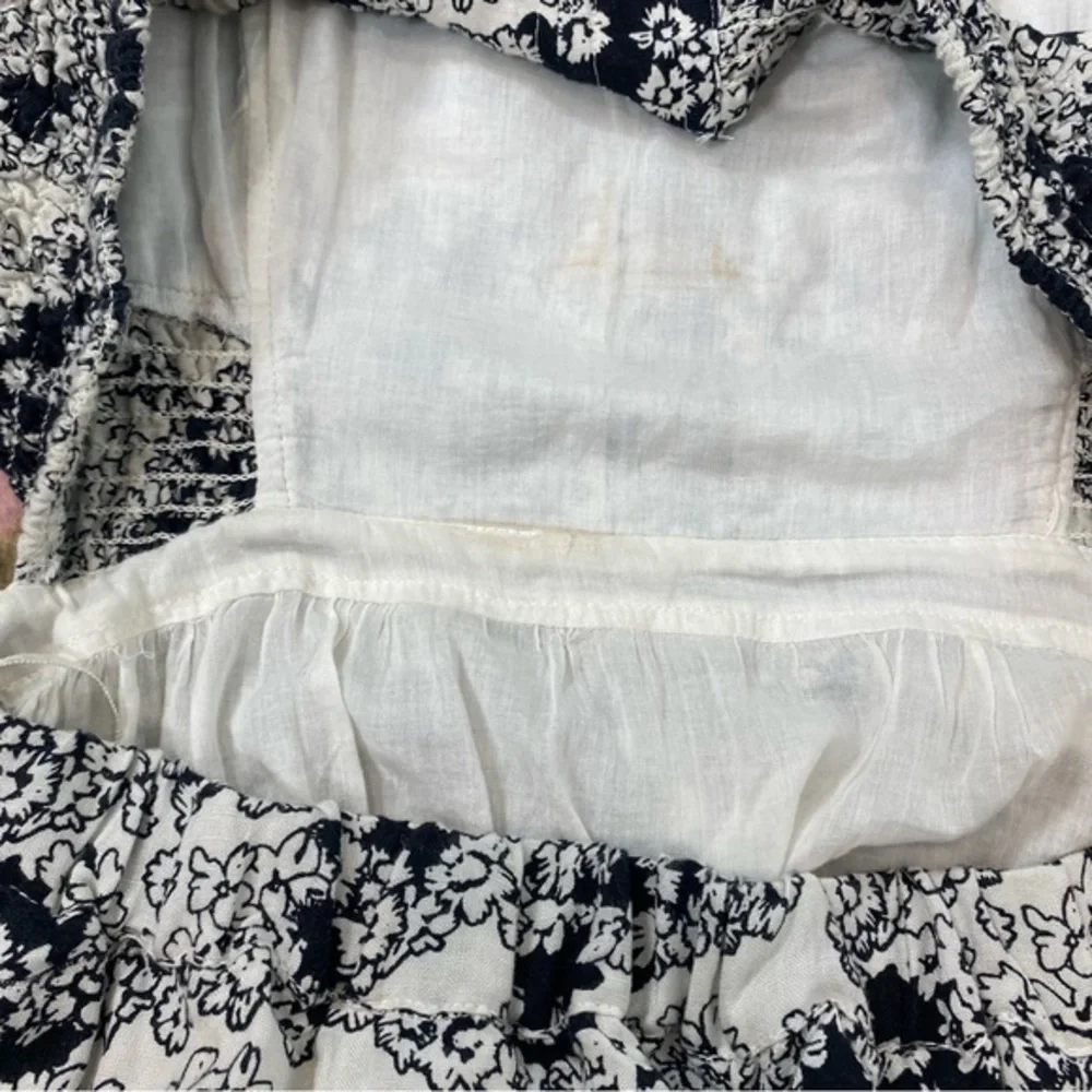 NWT Anthropologie Smocked Floral Cut Out Midi Dress White & Black Large - Picture 6 of 15